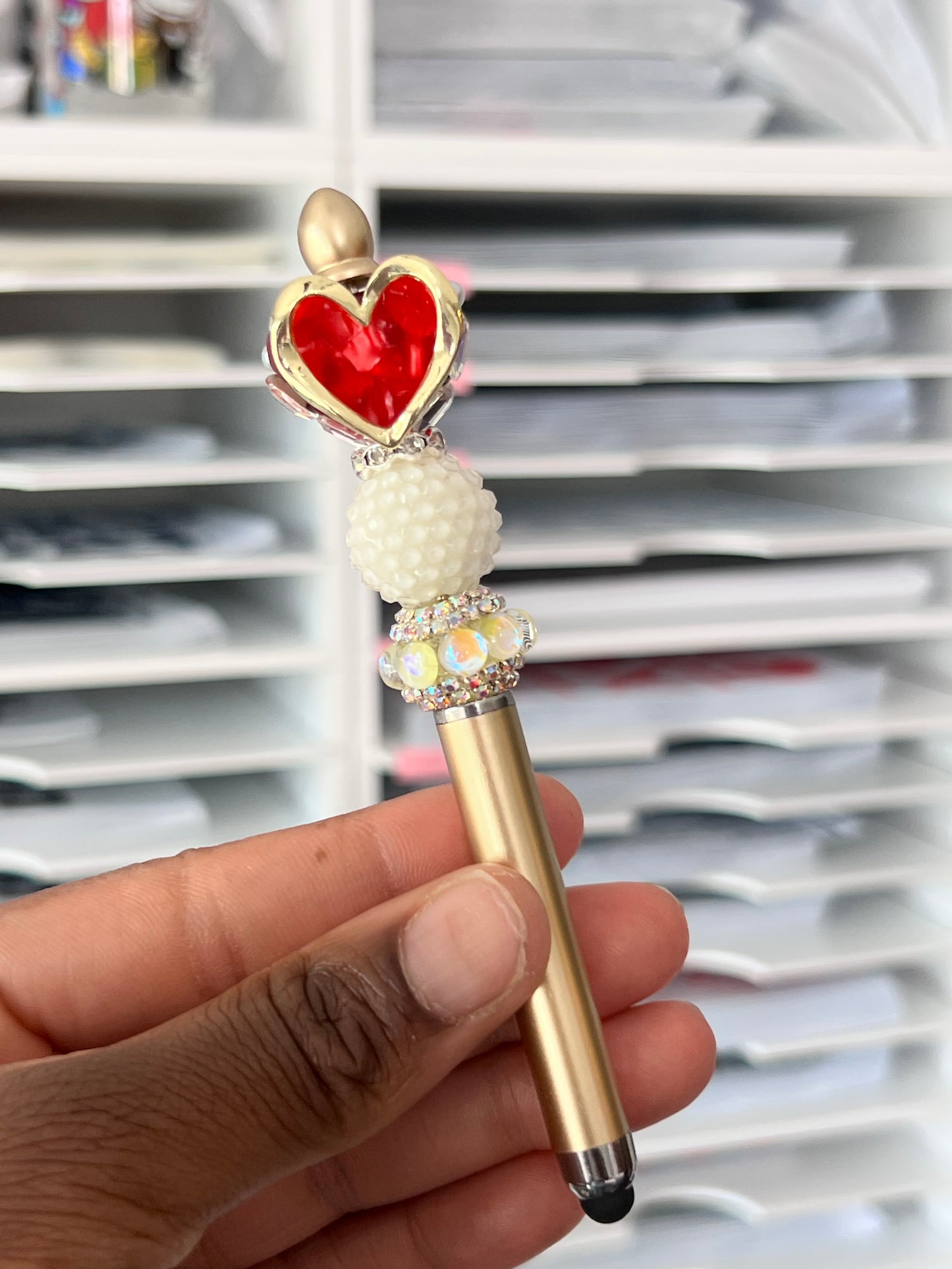 Gold Trim Heart Stylus