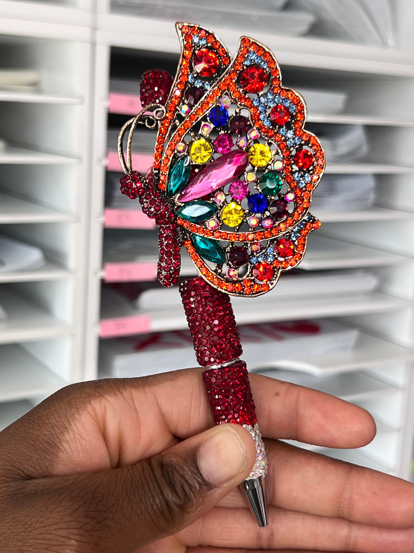 Burgundy Half Butterfly Pen