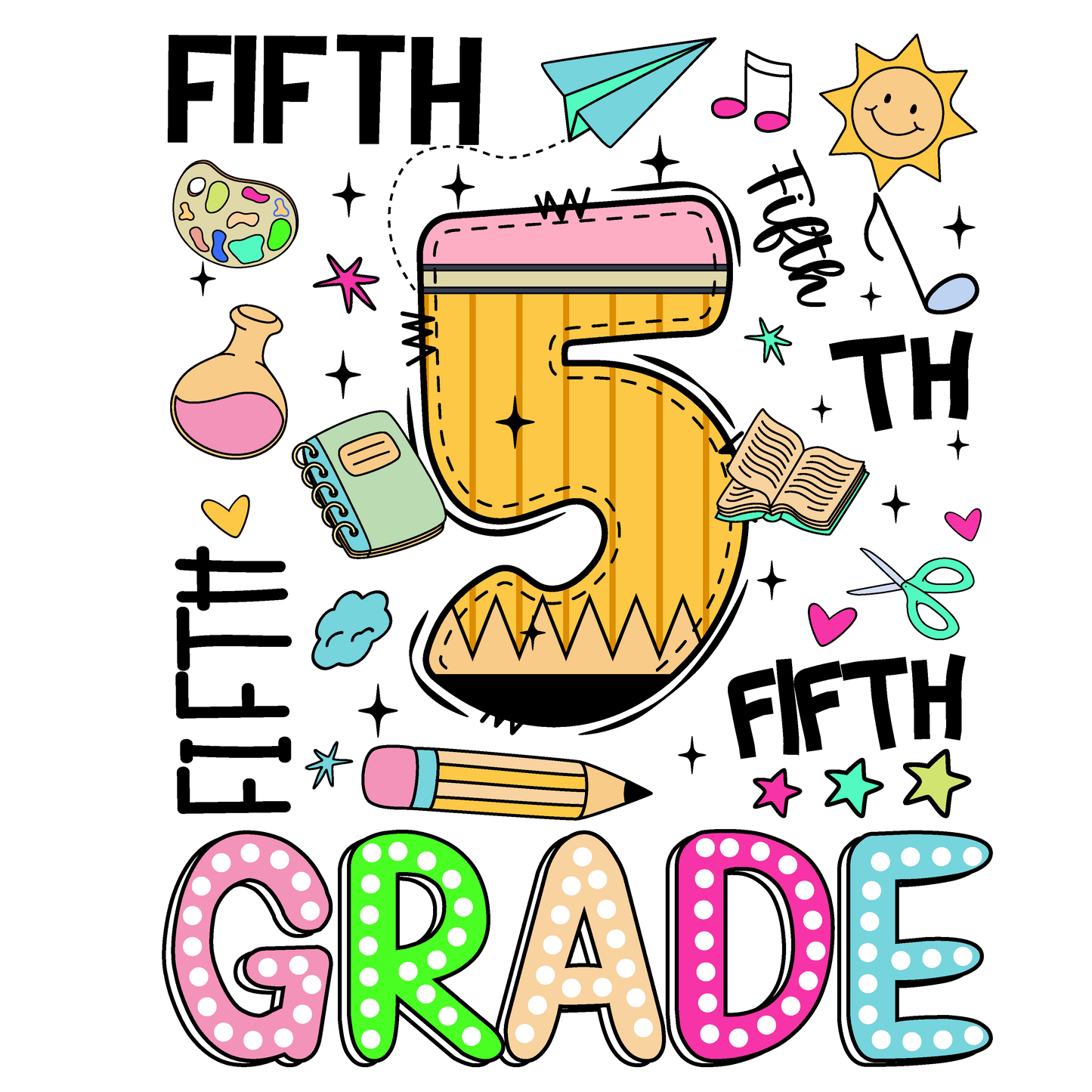 Back to School Pencil Kids DTF Transfer