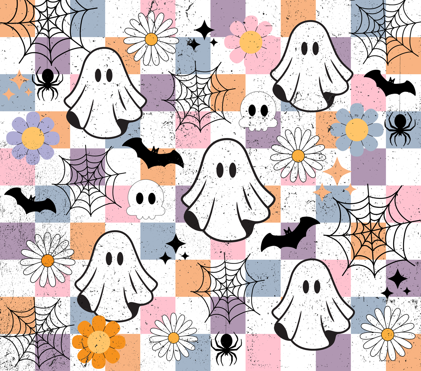 Retro Checkered Halloween 20 oz Tumbler Sublimation Transfer