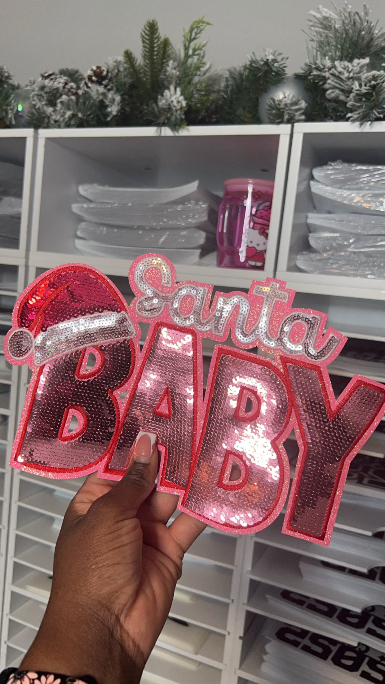 Santa Baby Sequins Patch Transfer