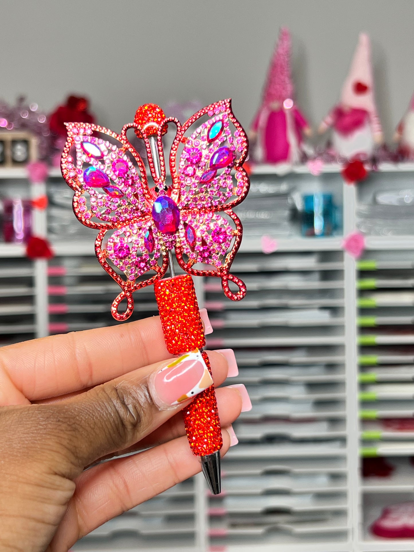 Red and Pink Butterfly Pen