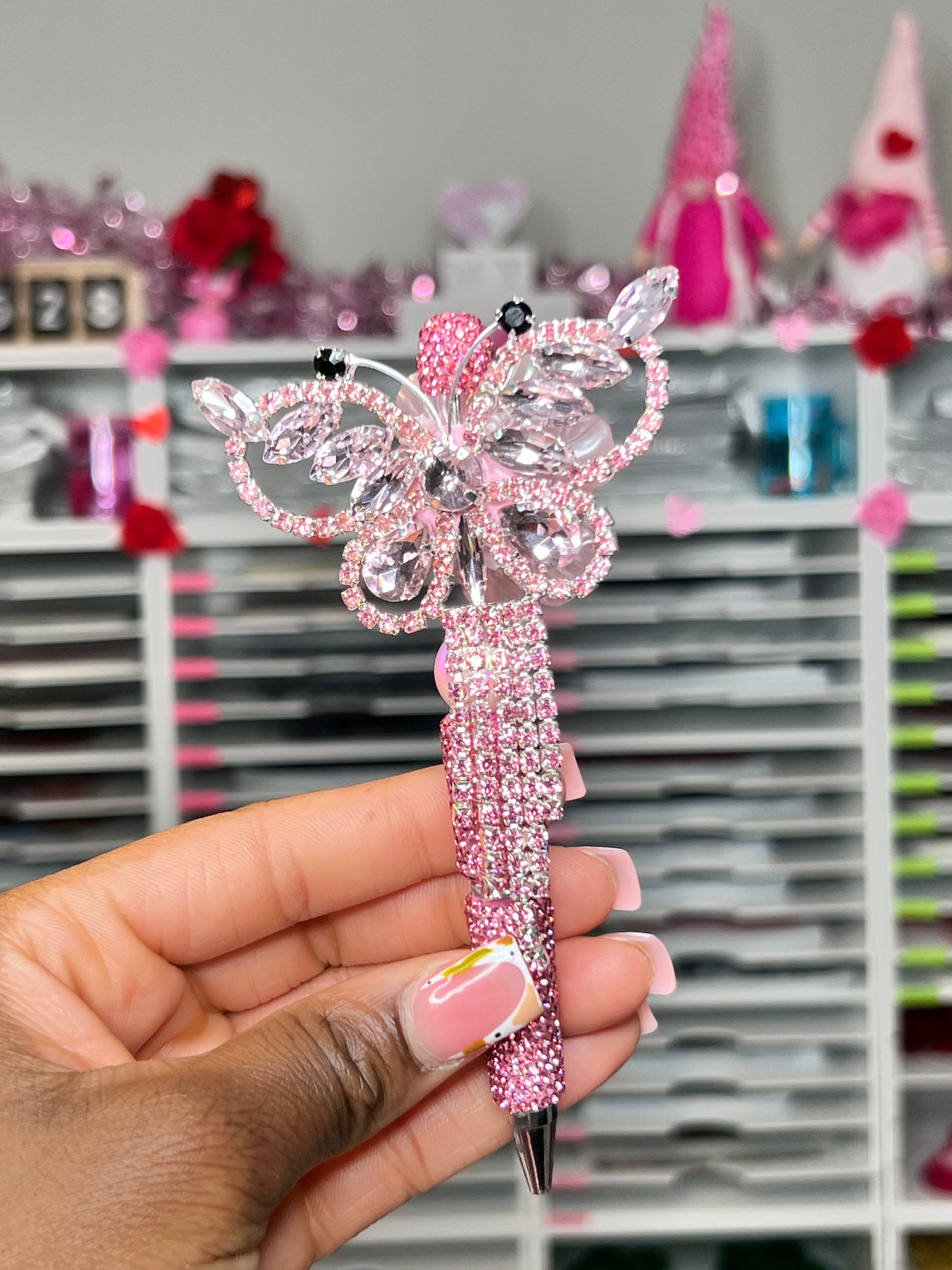 Pink Dangly Butterfly Pen