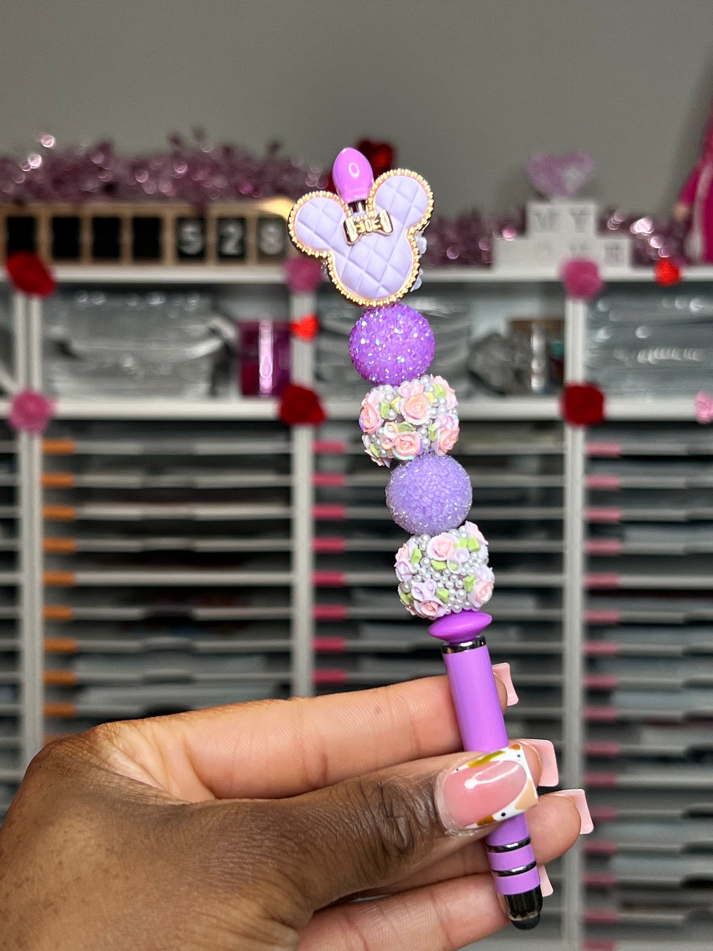 Purple Mickey Head Stylus (Long Bar)