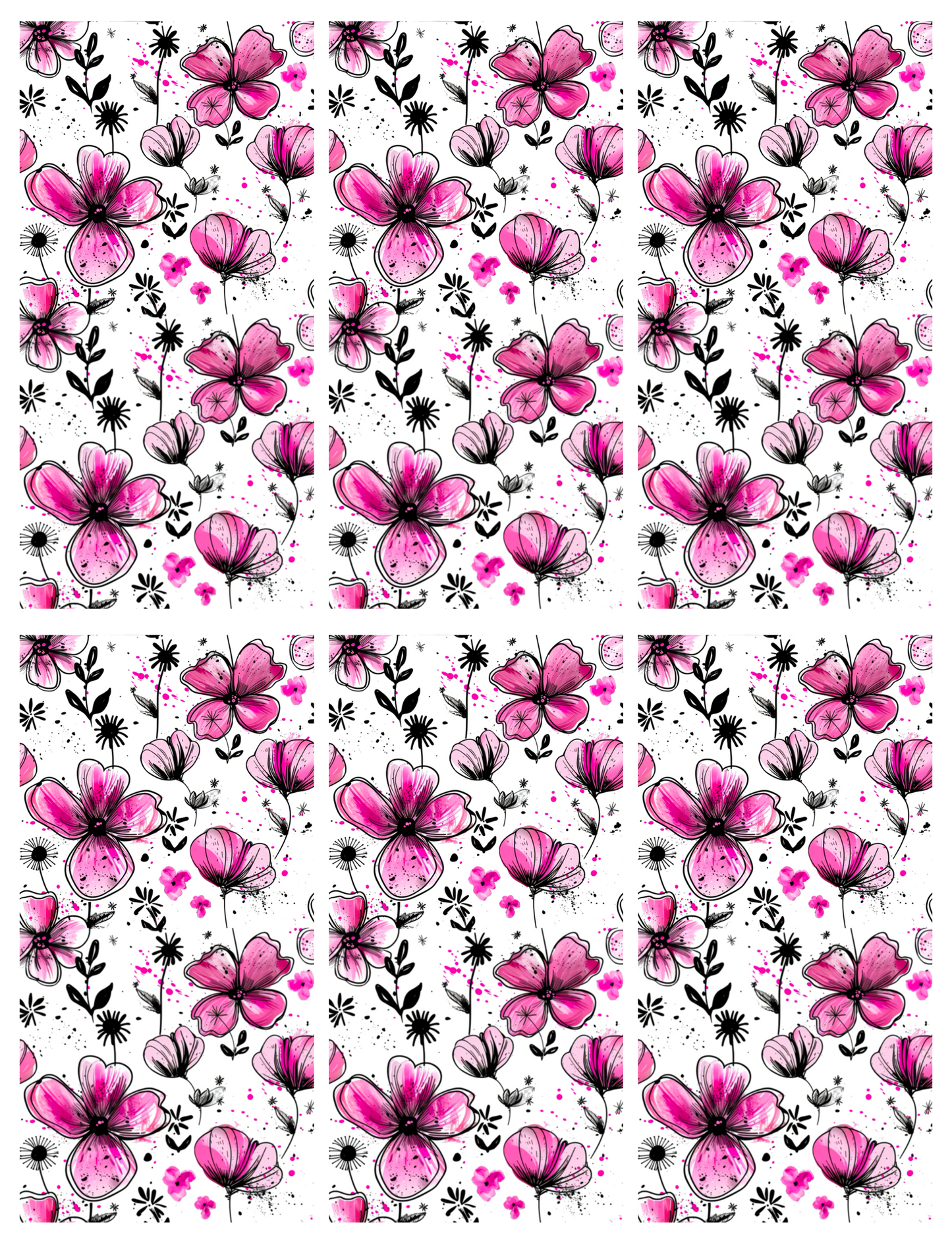 Pink Floral Jumbo Paperclip Sublimation Transfer