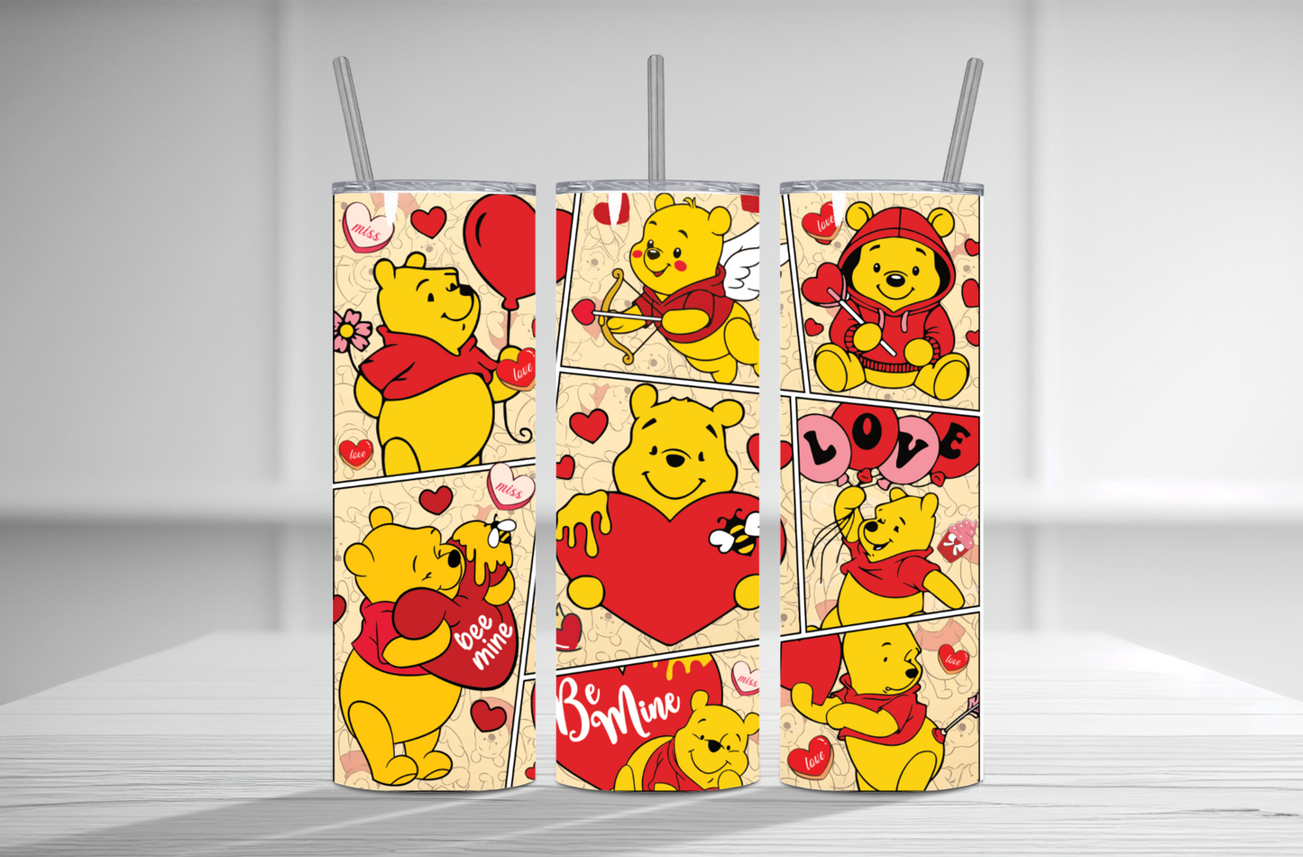 Winnie the Pooh V-Day 20 oz Tumbler Sublimation Transfer