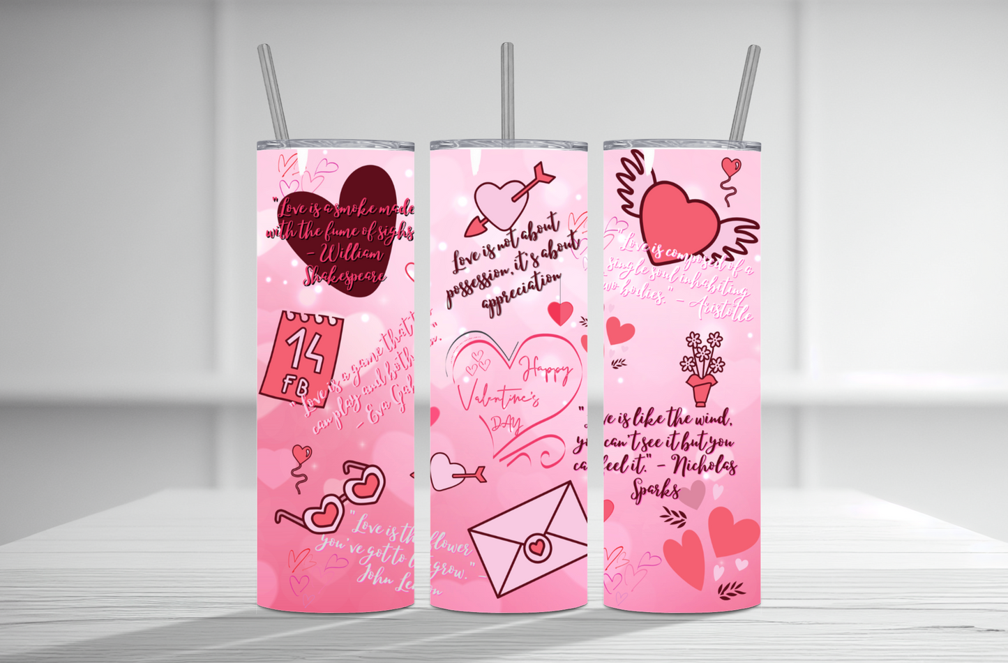 Happy Valentines Day 20 oz Tumbler Sublimation Transfer