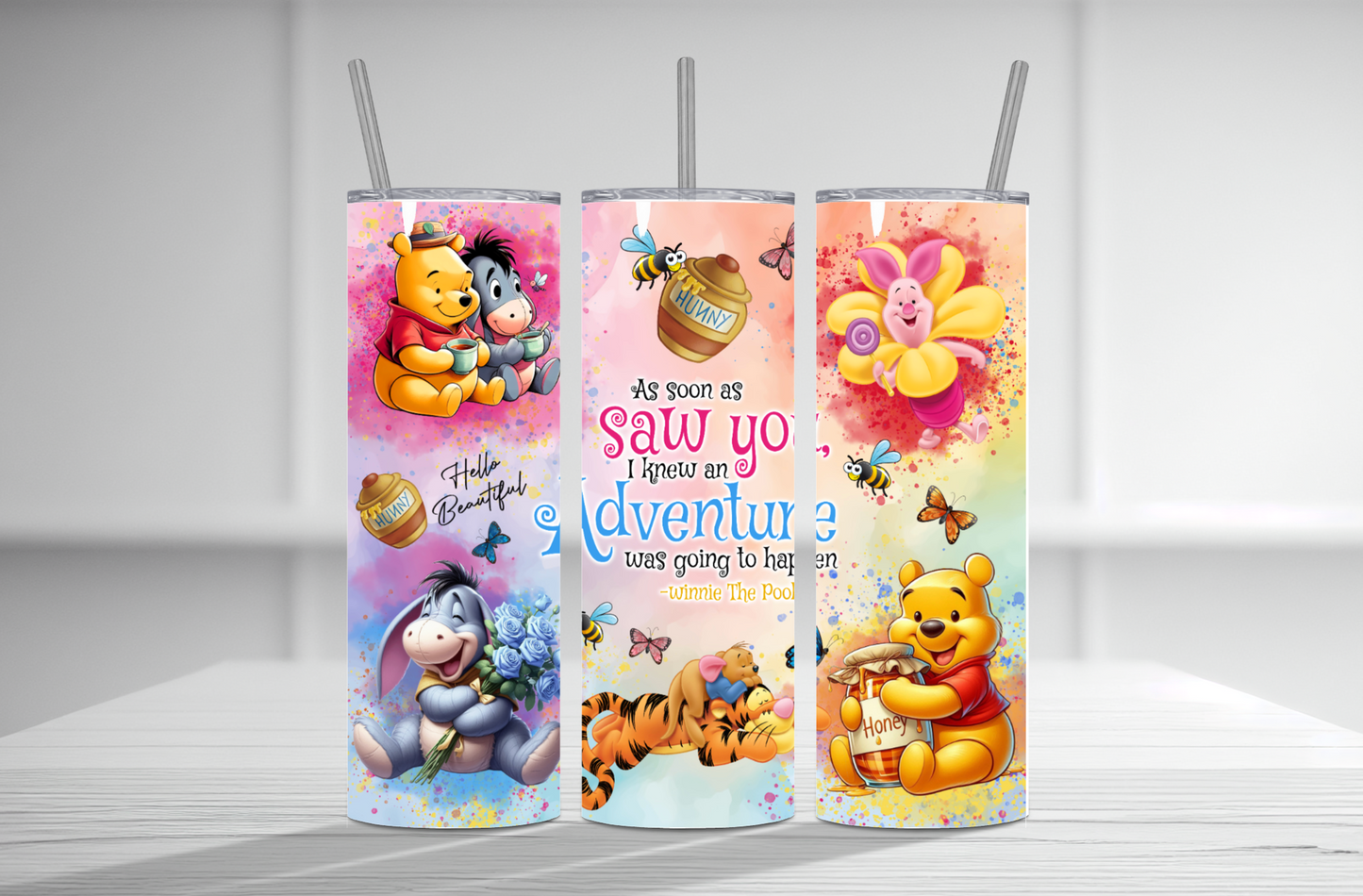 Winnie the Pooh and Friends 20 oz Tumbler Sublimation Transfer