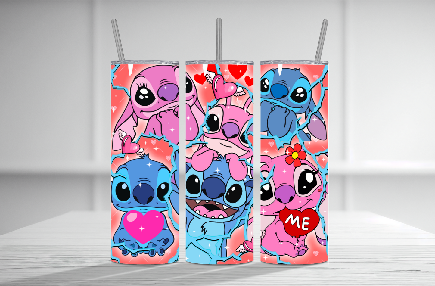 Stitch and Angel 20 oz Tumbler Sublimation Transfer