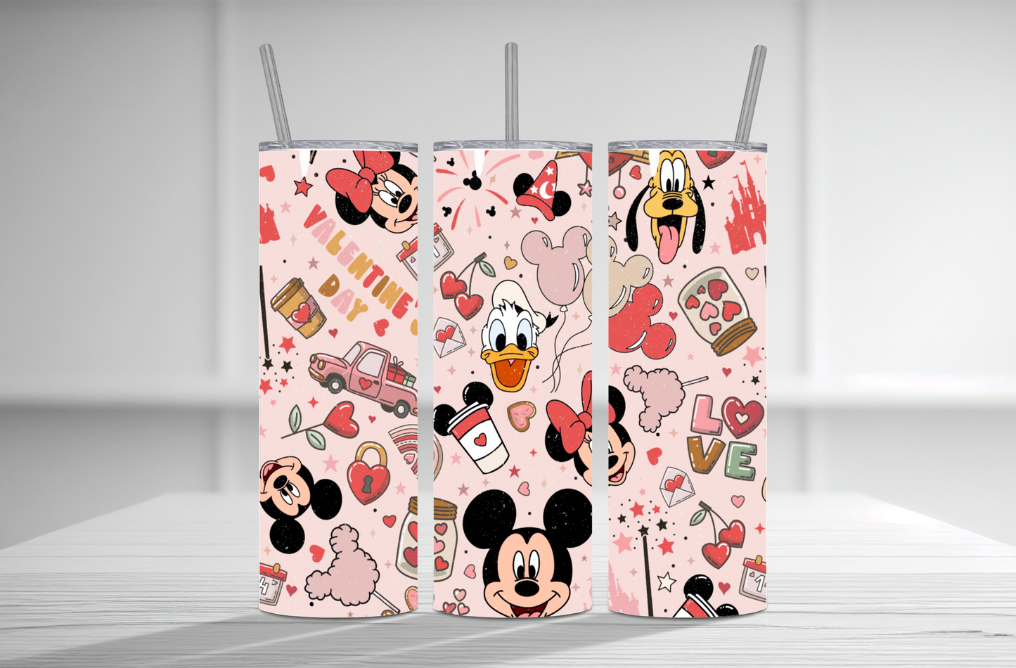 Mickey Valentines Day 20 oz Tumbler Sublimation Transfer