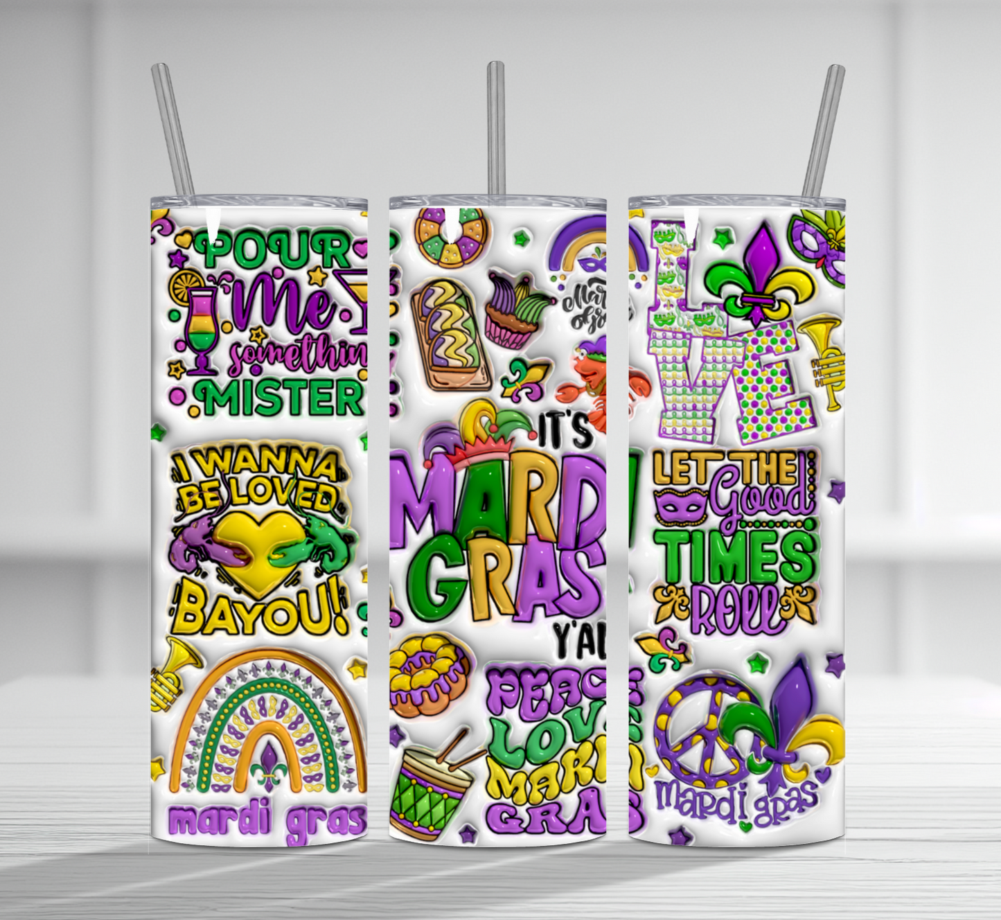 Mardi Gras 20 oz Tumbler Sublimation Transfer