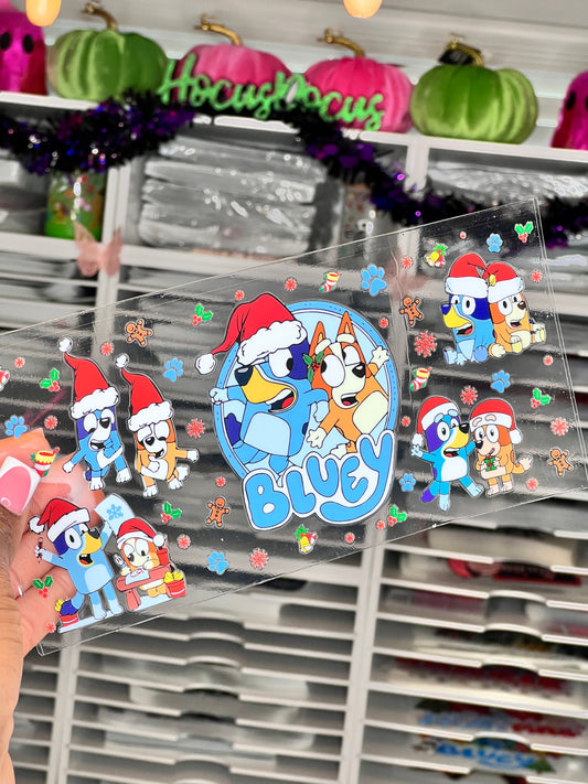 Christmas Bluey and Bingo UV DTF Transfer