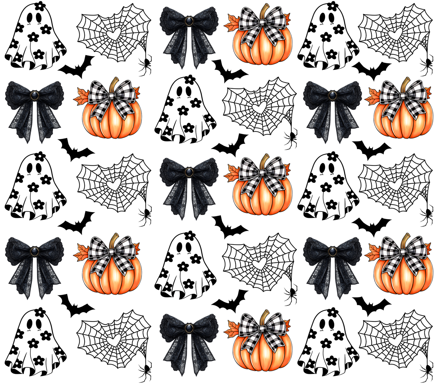 Pumpkins Ghosts Bows 20 oz Tumbler Sublimation Transfer