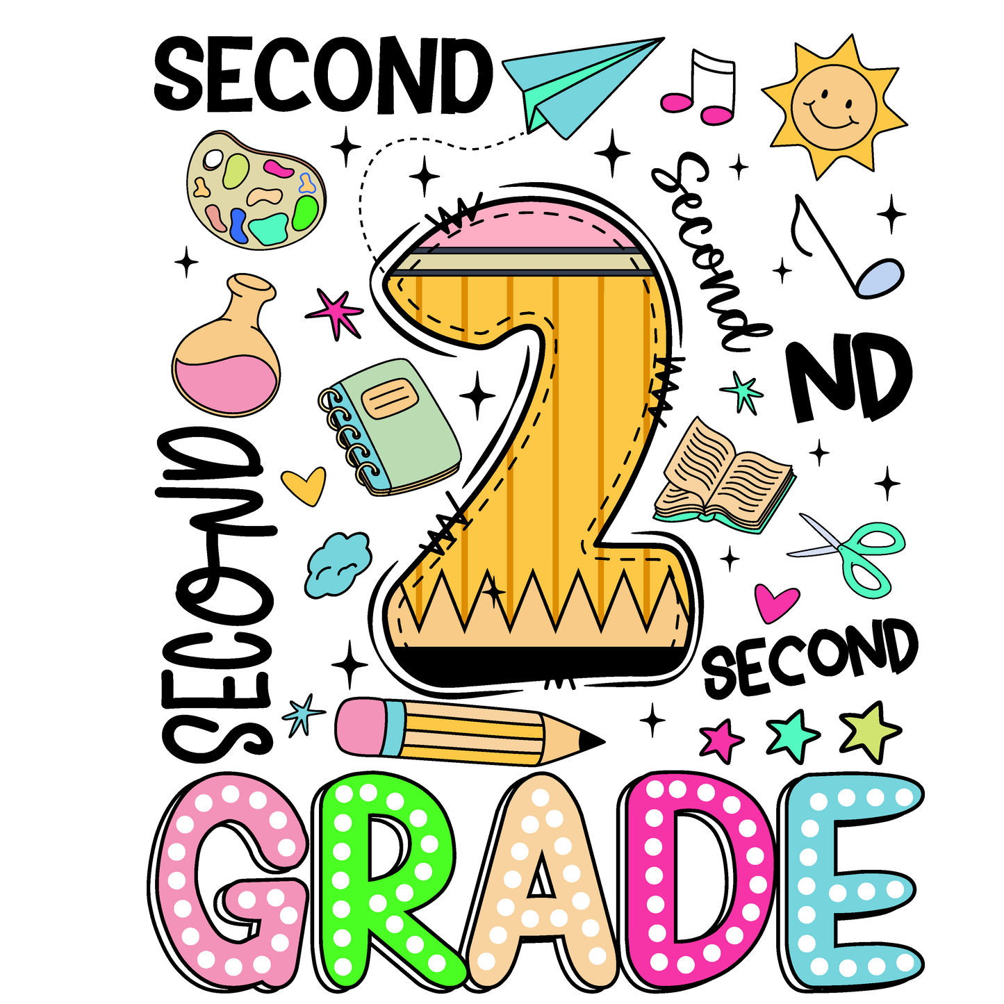 Back to School Pencil Kids DTF Transfer