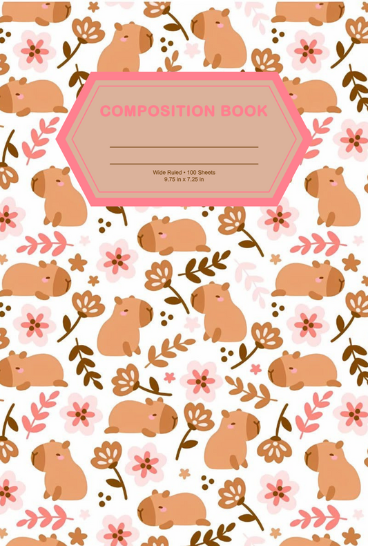 Floral Capybara Sticker Notebook Cover