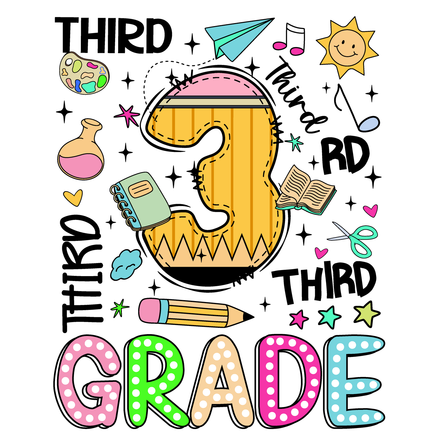 Back to School Pencil Kids DTF Transfer