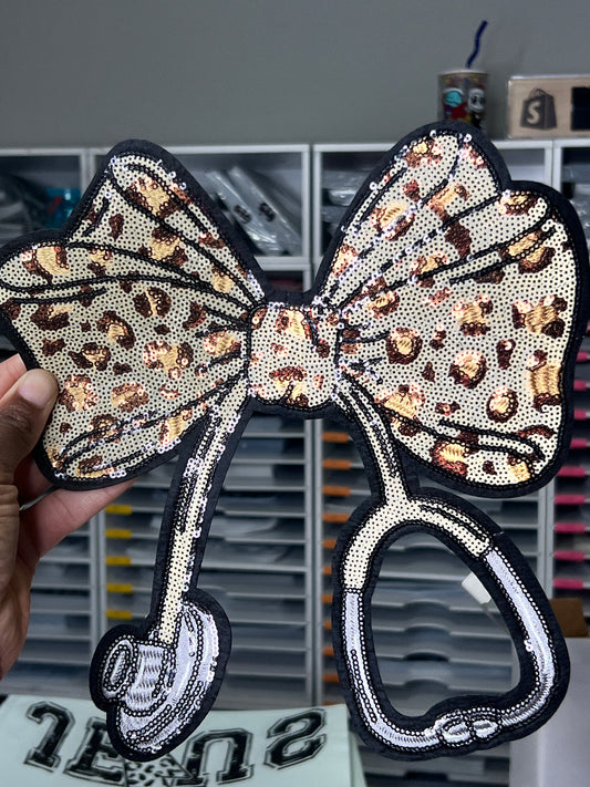 Nurse Bow Sequins Iron-On Patch