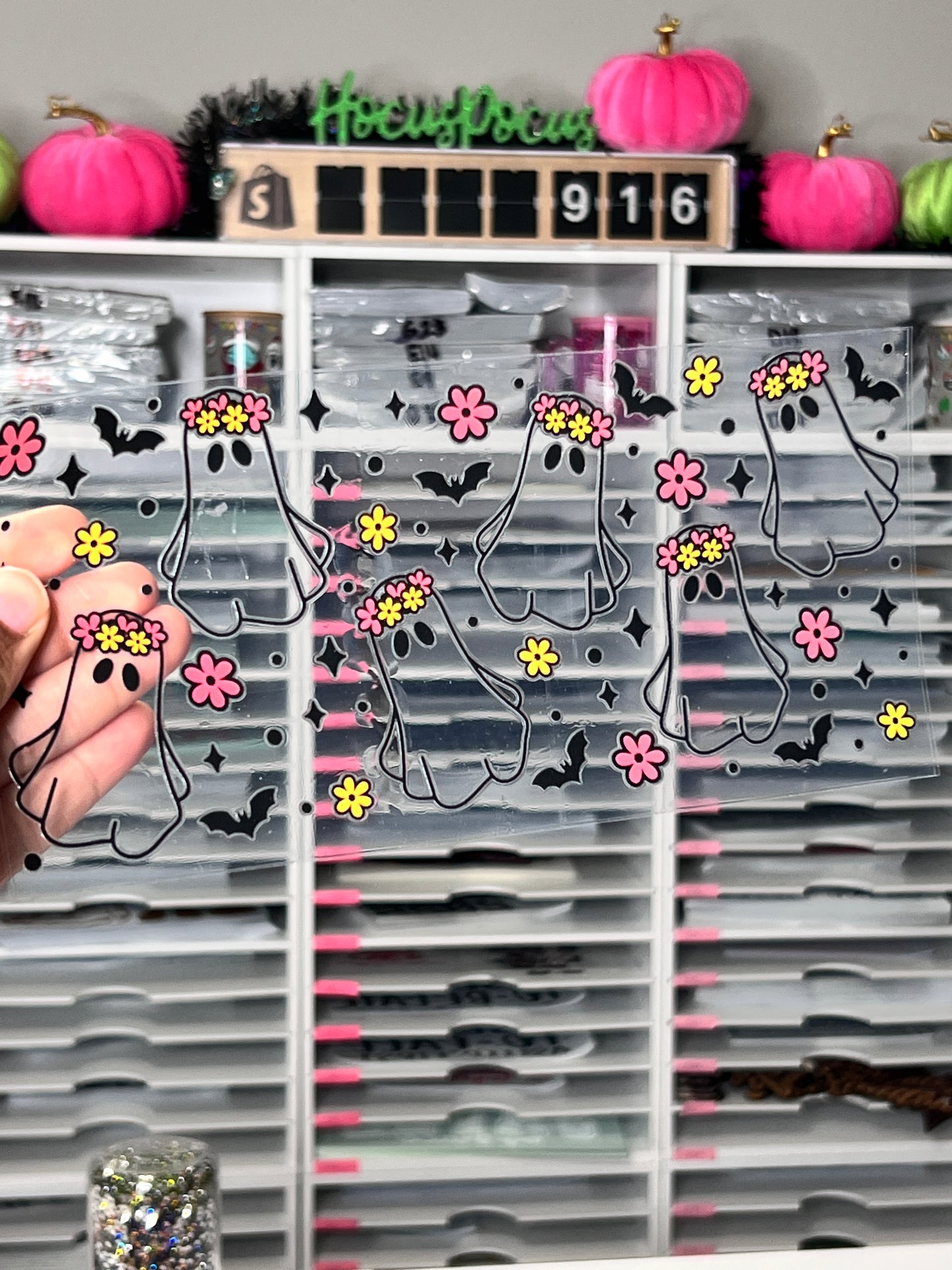 Floral Ghost UV DTF Transfer