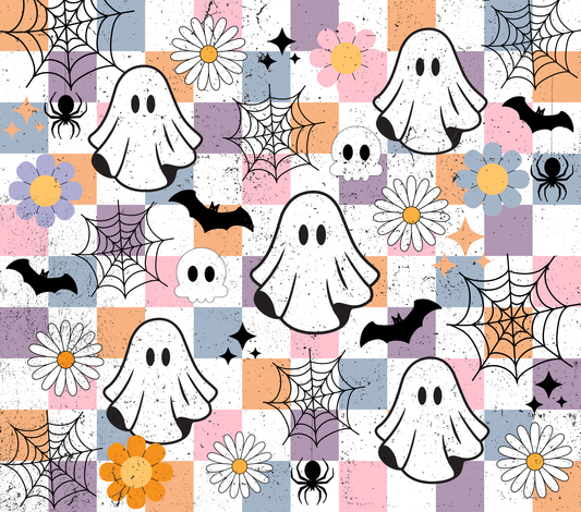 Retro Checkered Halloween 20 oz Tumbler Sublimation Transfer