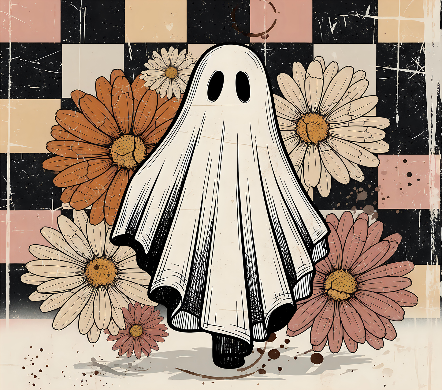 Floral Retro Ghost 20 oz Tumbler Sublimation Transfer