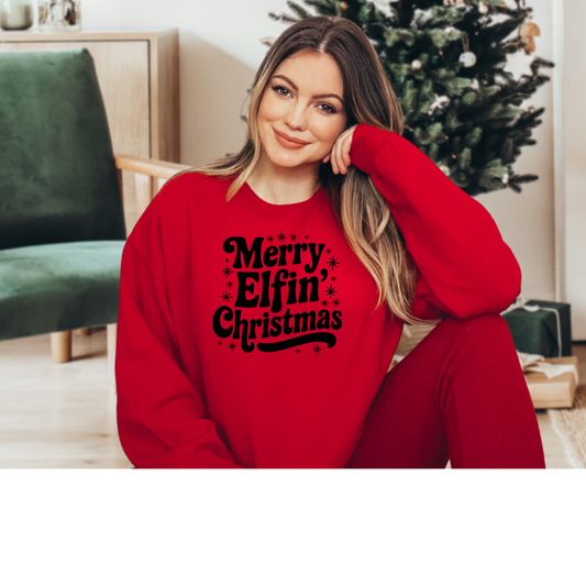 Merry Elfin Christmas Screen Print Transfer