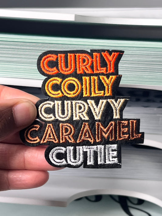Curly Coily Curvy Caramel Cutie Hat Patch