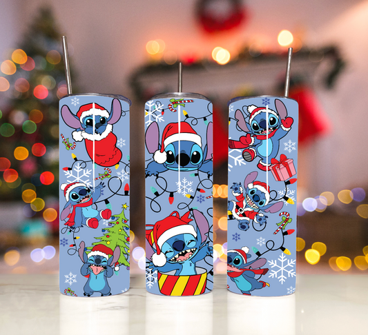 Stitch Christmas 20 oz Tumbler Sublimation Transfer