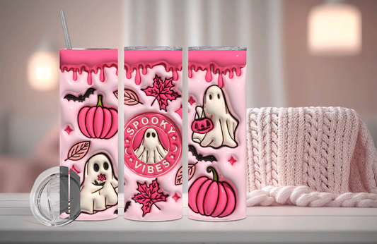 Spooky Vibes 20 oz Tumbler Sublimation Transfer (pink)