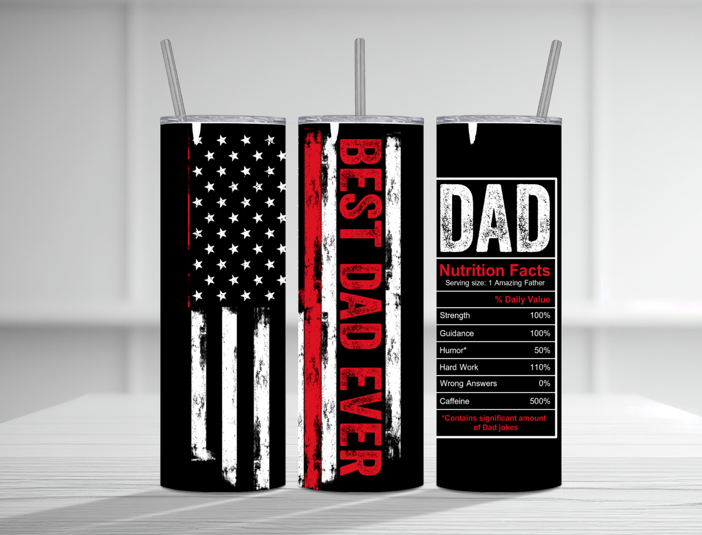 Dad Nutrition Facts 20 oz Tumbler Sublimation Transfer