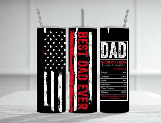 Dad Nutrition Facts 20 oz Tumbler Sublimation Transfer