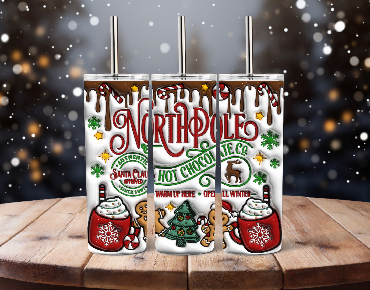 North Pole 20 oz Tumbler Sublimation Transfer