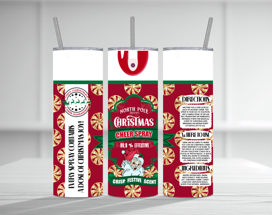 Christmas Cheer Spray 20 oz Tumbler Sublimation Transfer