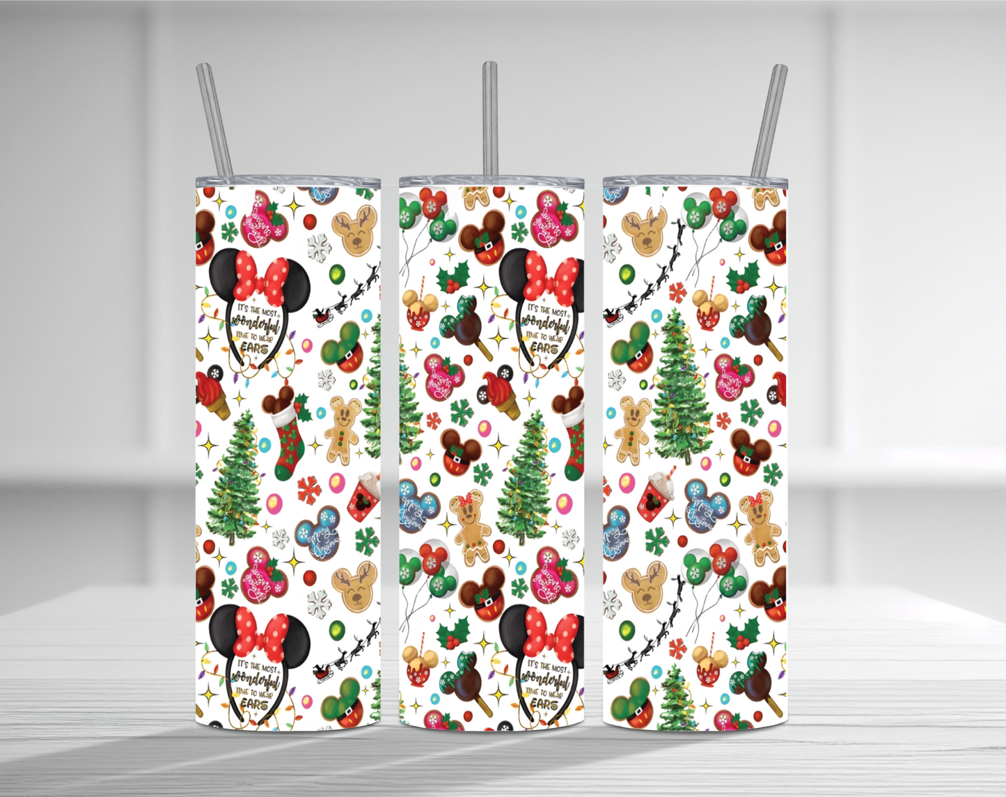 Christmas Ears 20 oz Tumbler Sublimation Transfer