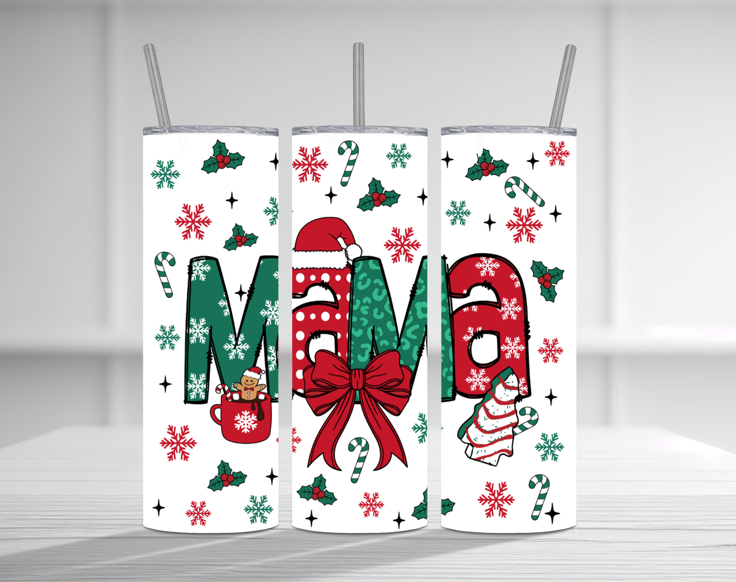 Christmas Mama 20 oz Tumbler Sublimation Transfer