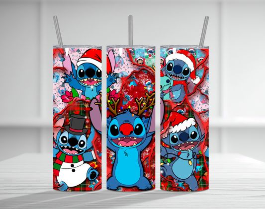 Stitch Christmas 20 oz Tumbler Sublimation Transfer