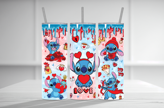 Stitch V-Day Drip 20 oz Tumbler Sublimation Transfer