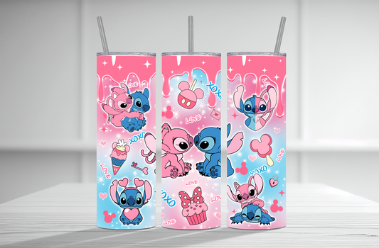 Stitch & Angel x Mickey 20 oz Tumbler Sublimation Transfer