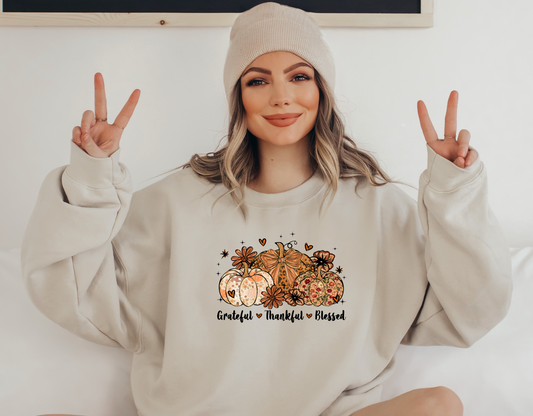 Grateful Thankful Blessed DTF Transfer