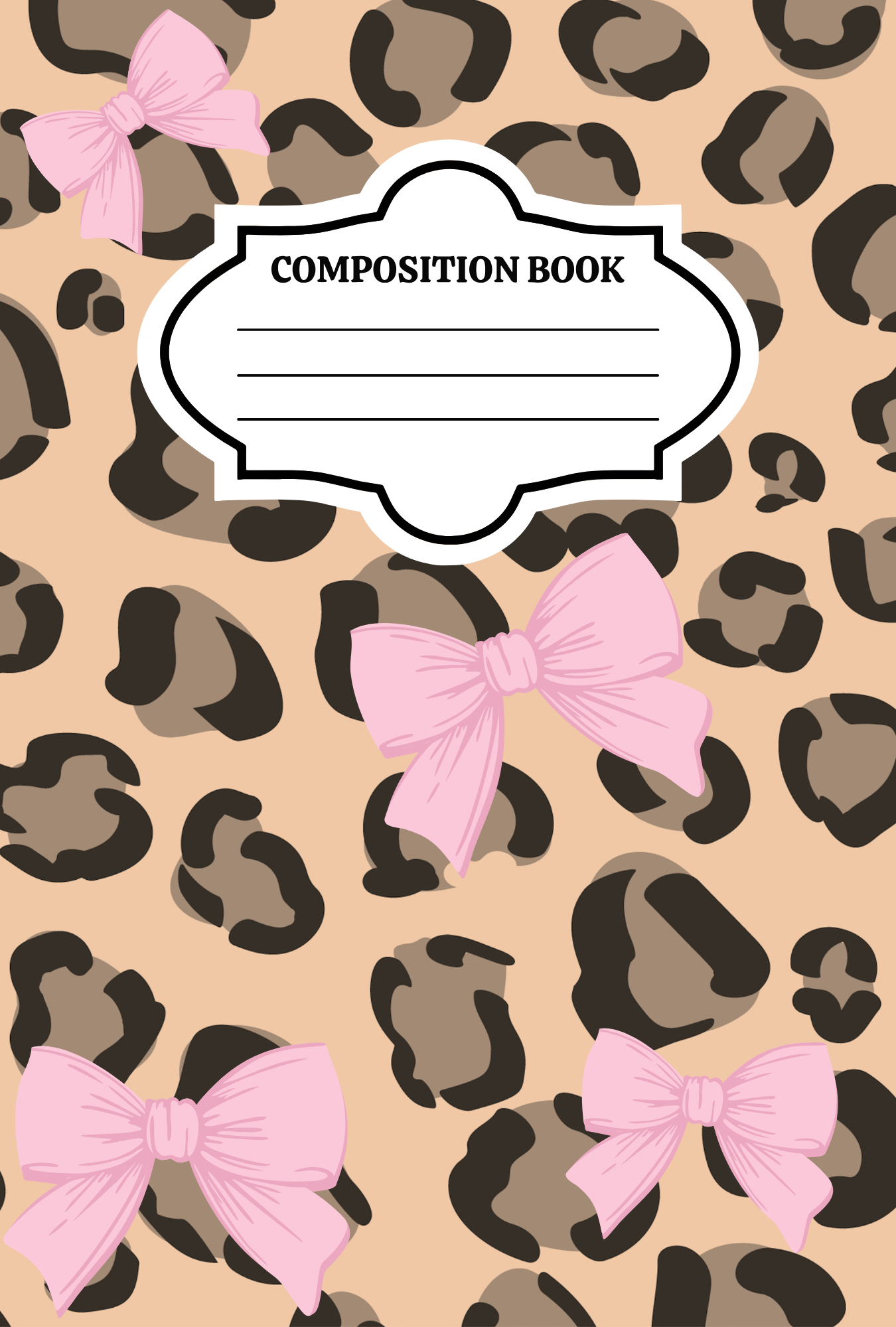 Leopard Bow Sticker Notebook Cover