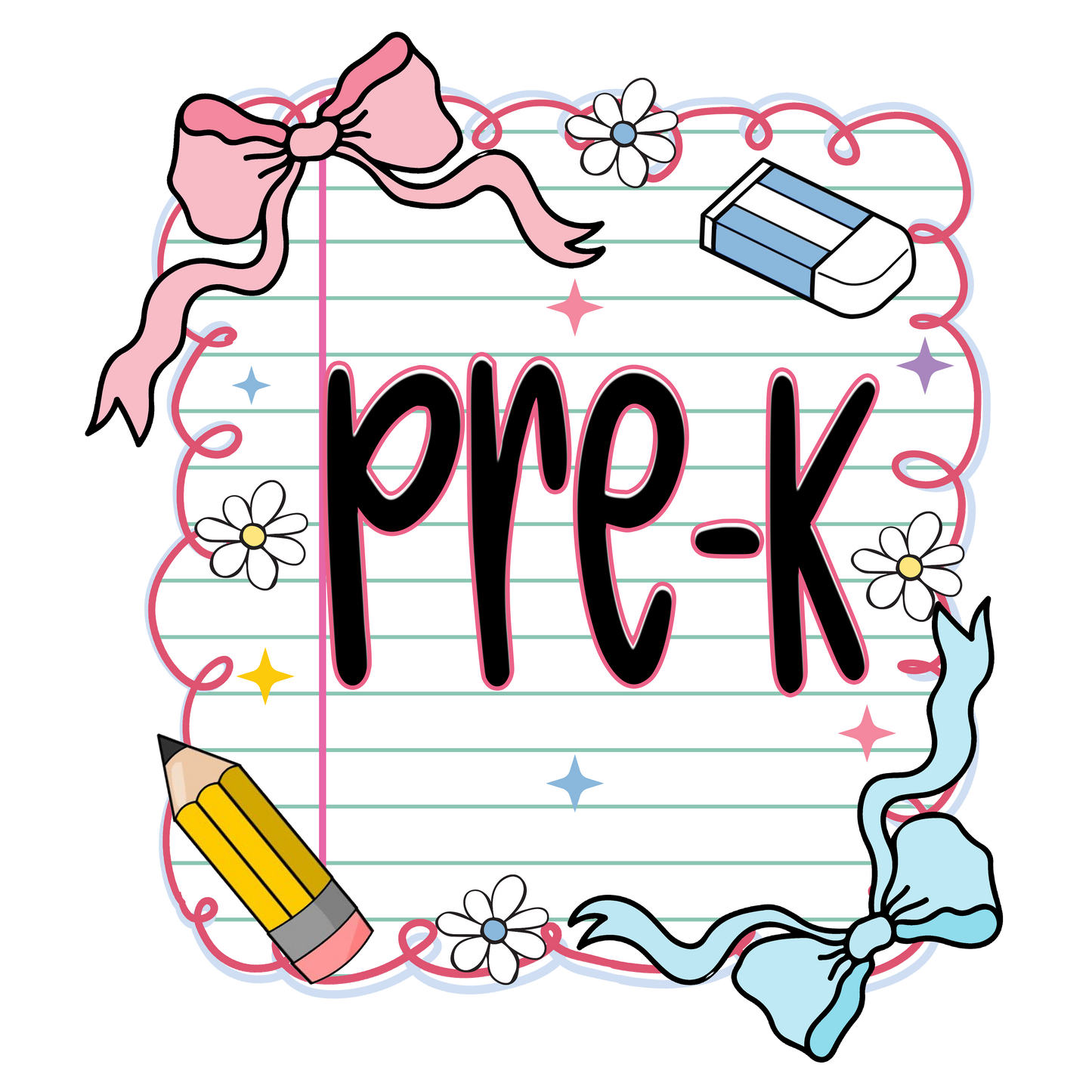 Notebook Paper Coquette Kids DTF Transfer