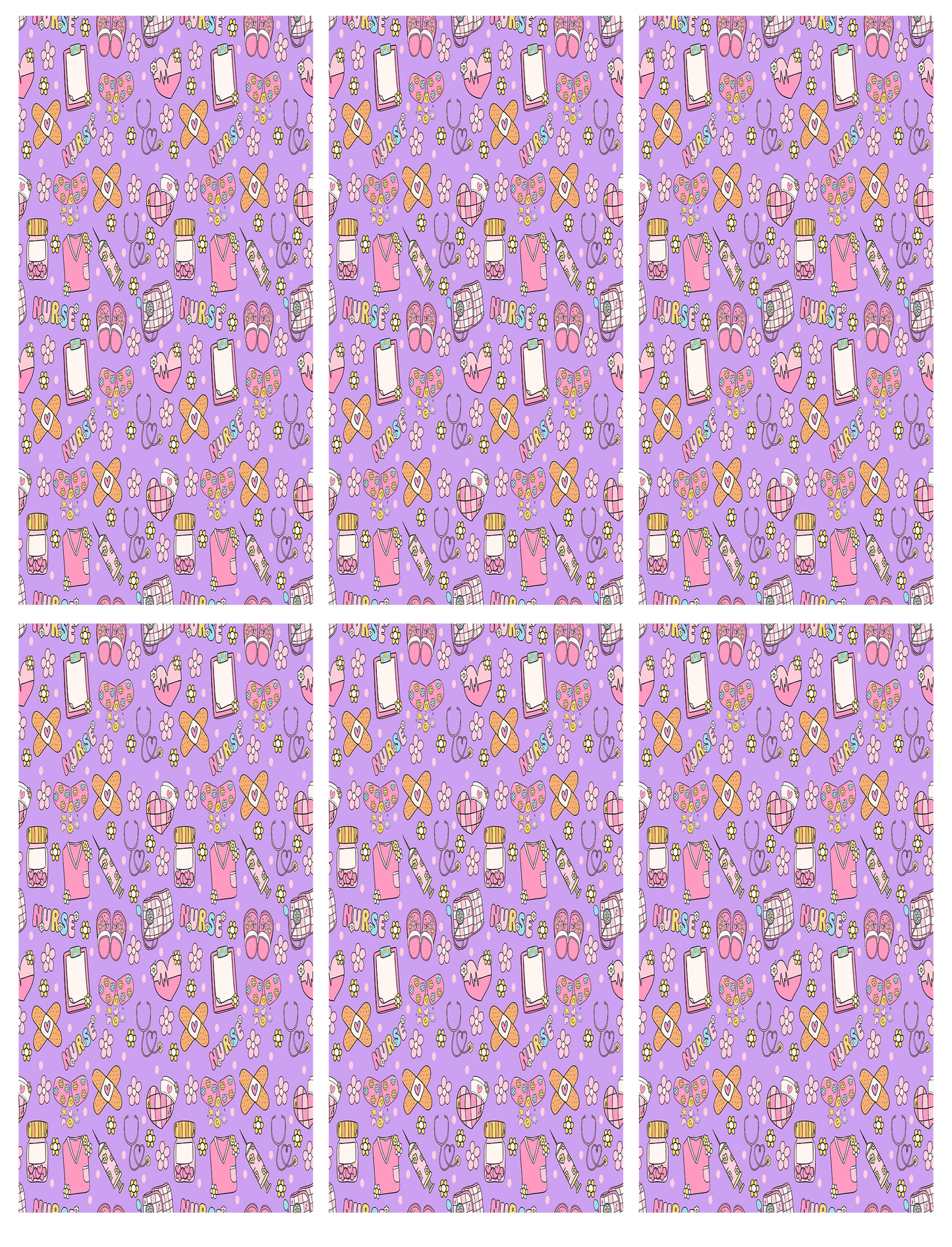 Purple and Pink Nurse Jumbo Paperclip Sublimation Transfer