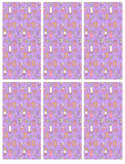 Purple and Pink Nurse Jumbo Paperclip Sublimation Transfer
