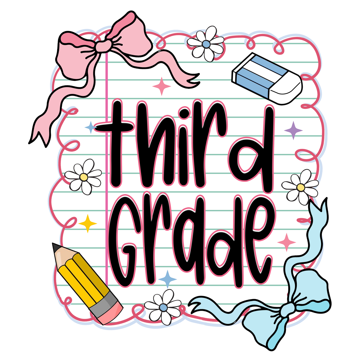 Notebook Paper Coquette Kids DTF Transfer