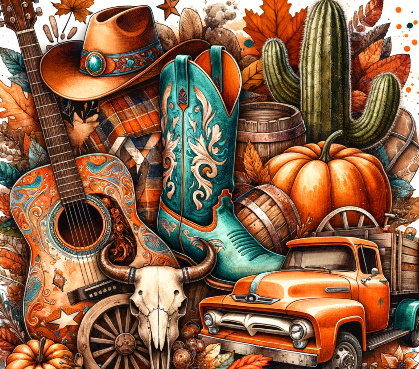 Fall Western 20 oz Tumbler Sublimation Transfer